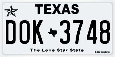 TX license plate DOK3748