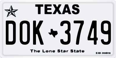 TX license plate DOK3749