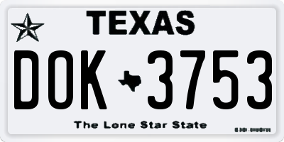 TX license plate DOK3753