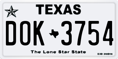 TX license plate DOK3754