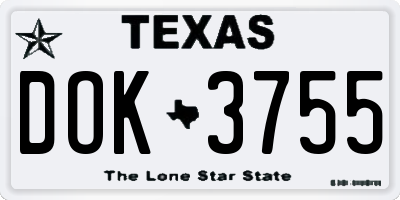 TX license plate DOK3755