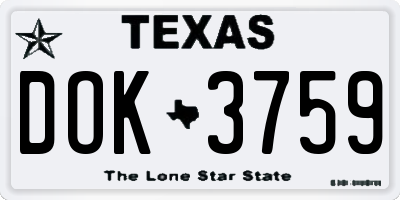 TX license plate DOK3759