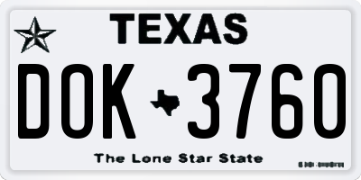 TX license plate DOK3760