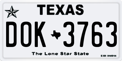 TX license plate DOK3763