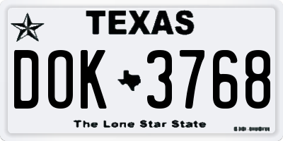 TX license plate DOK3768