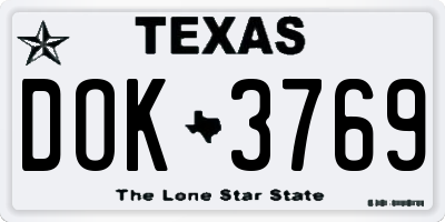 TX license plate DOK3769