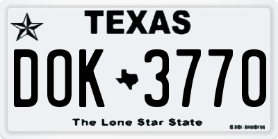 TX license plate DOK3770