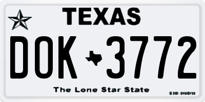 TX license plate DOK3772