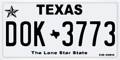 TX license plate DOK3773