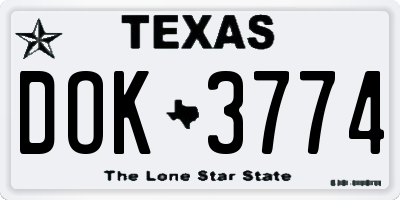 TX license plate DOK3774