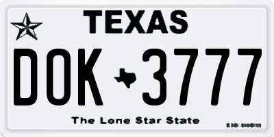 TX license plate DOK3777