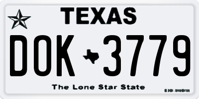 TX license plate DOK3779