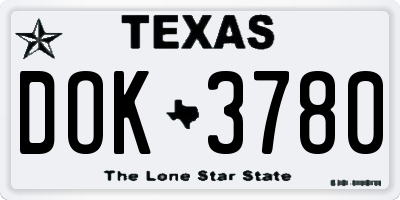 TX license plate DOK3780