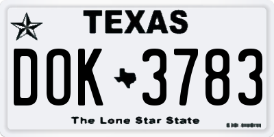 TX license plate DOK3783