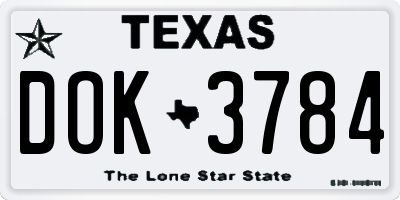 TX license plate DOK3784