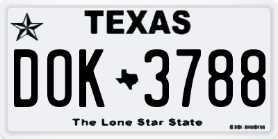 TX license plate DOK3788