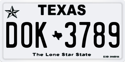 TX license plate DOK3789