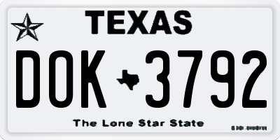 TX license plate DOK3792