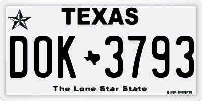 TX license plate DOK3793