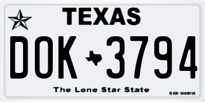 TX license plate DOK3794
