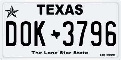TX license plate DOK3796