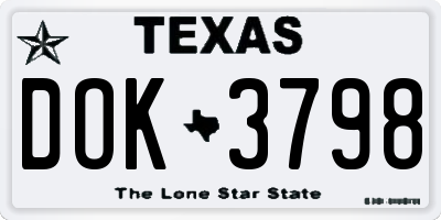TX license plate DOK3798