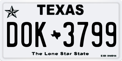 TX license plate DOK3799