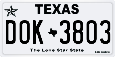 TX license plate DOK3803