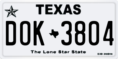TX license plate DOK3804