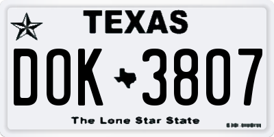 TX license plate DOK3807