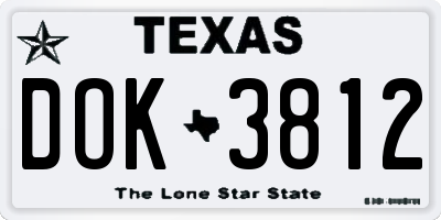 TX license plate DOK3812
