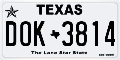 TX license plate DOK3814