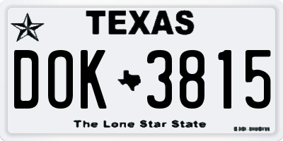TX license plate DOK3815