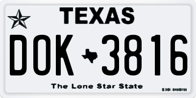 TX license plate DOK3816