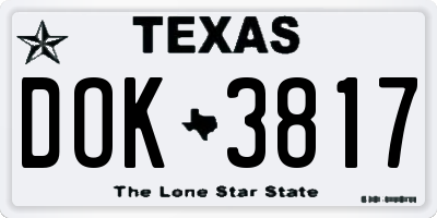 TX license plate DOK3817