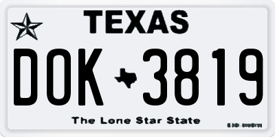 TX license plate DOK3819