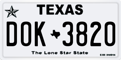 TX license plate DOK3820