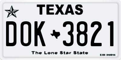 TX license plate DOK3821