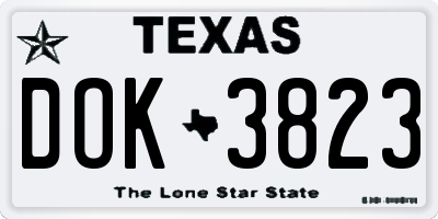 TX license plate DOK3823