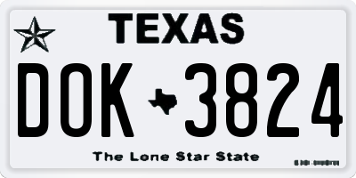 TX license plate DOK3824