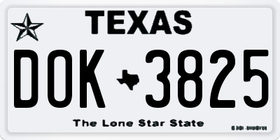 TX license plate DOK3825