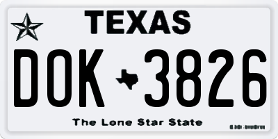 TX license plate DOK3826
