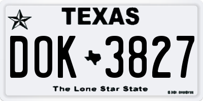 TX license plate DOK3827