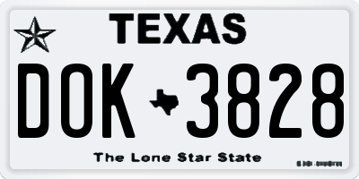 TX license plate DOK3828