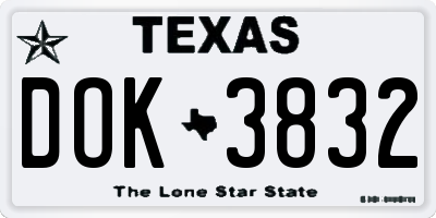 TX license plate DOK3832