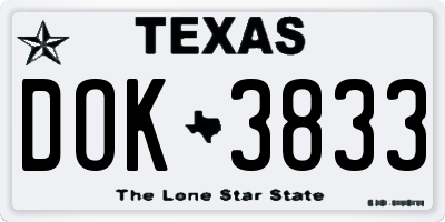 TX license plate DOK3833