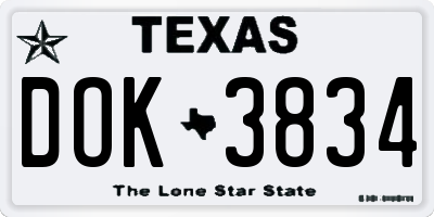 TX license plate DOK3834