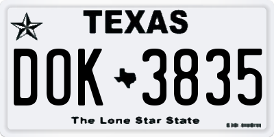 TX license plate DOK3835