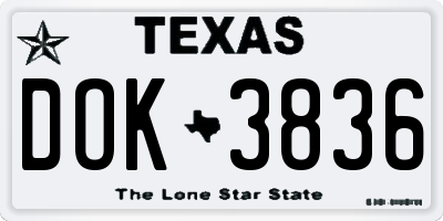 TX license plate DOK3836