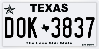 TX license plate DOK3837